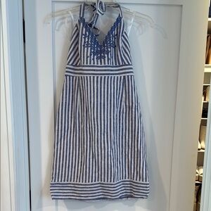 Vineyard Vines Blue and White Embellished A-line Sundress